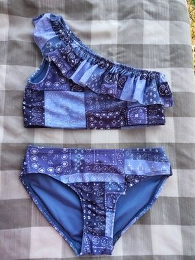 GAP Kids Light Blue Swimsuit with Ruffle Top